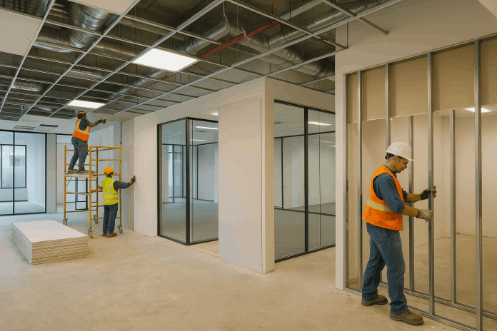 Interior commercial space renovation with modern finishes and lighting upgrades in New York City